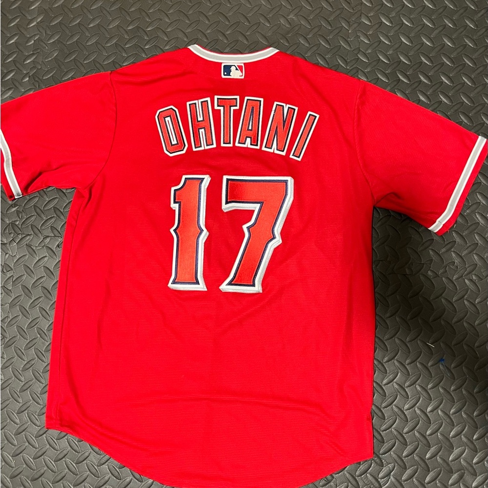 Shohei Ohtani Angels jersey in red and white #MLB #Angels